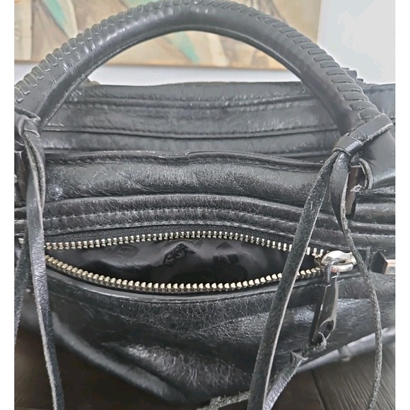 Rebecca Minkoff Regan Black Pebbled Leather Crossbody Double Handle Satchel - Picture 4 of 9